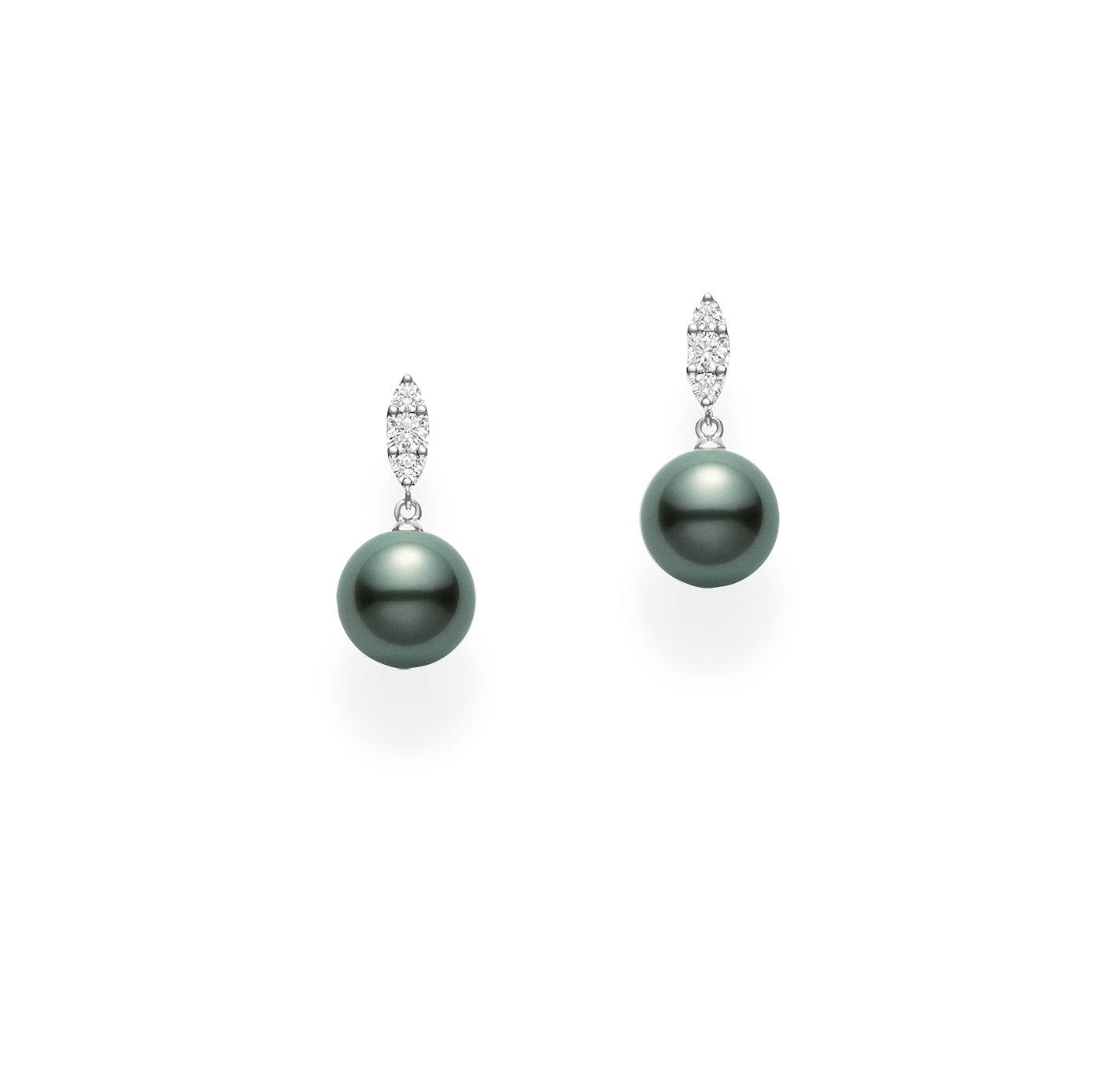 Mikimoto Morning Dew 9mm Black South Sea Pearl and Diamond Dangle Earrings