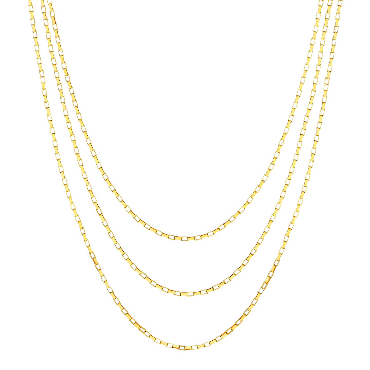 Sabel Collection Yellow Gold Triple Graduated Box Link Necklace
