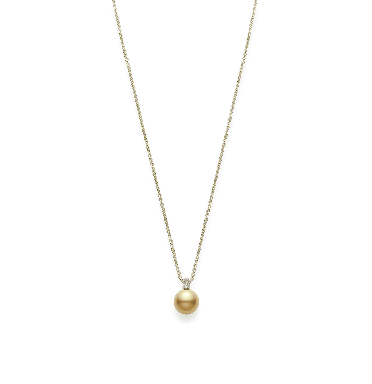 Mikimoto Classic Yellow Gold Golden South Sea Pearl and Diamond Pendant Necklace