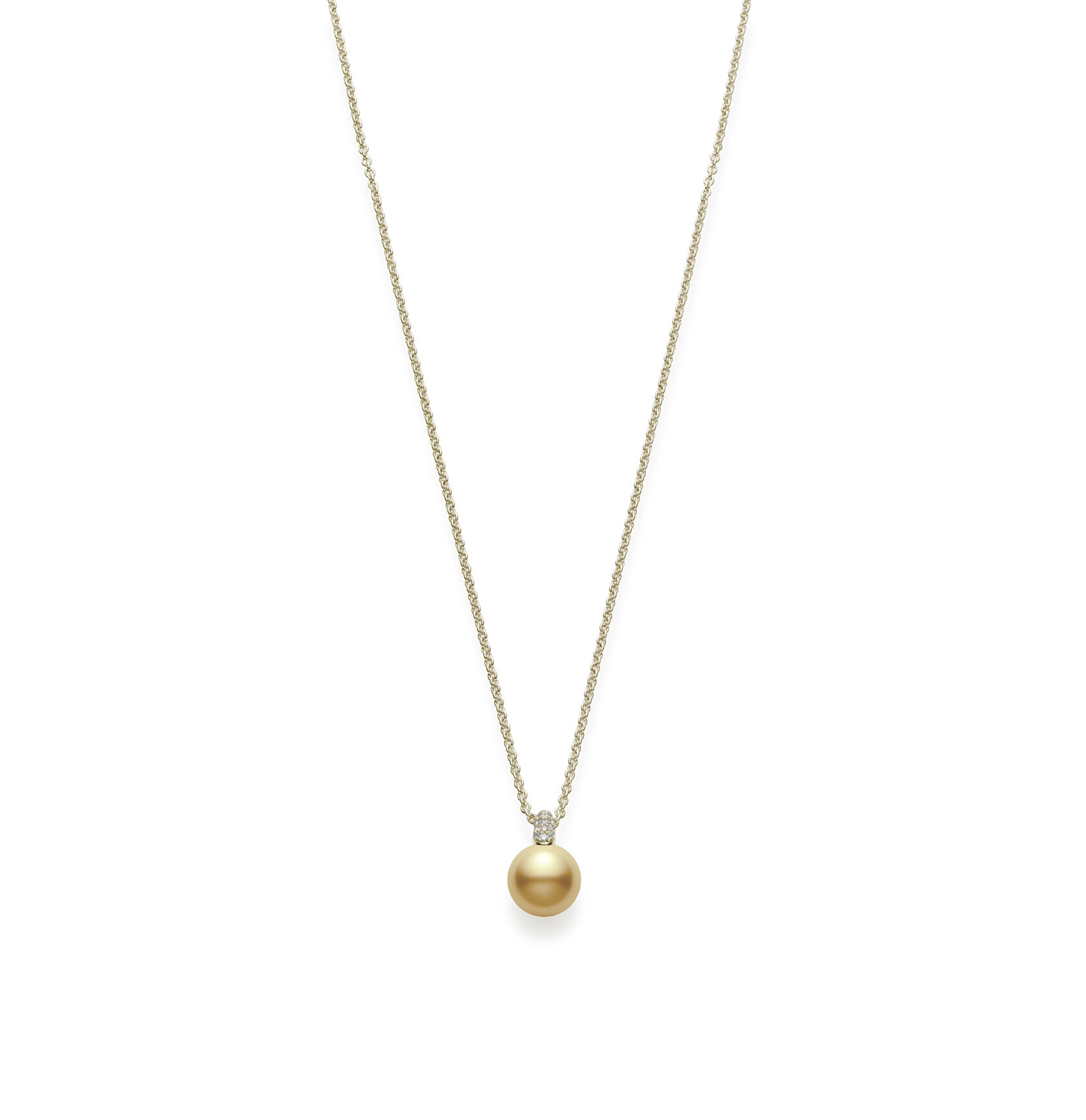 Mikimoto Classic Yellow Gold Golden South Sea Pearl and Diamond Pendant