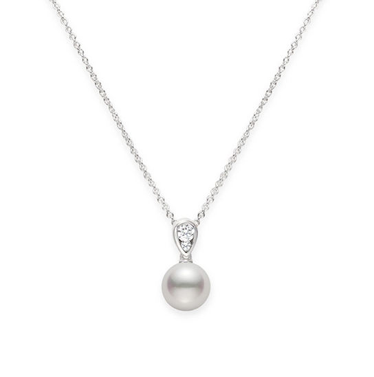 Mikimoto Morning Dew Akoya A+ Pearl and Diamond Pendant