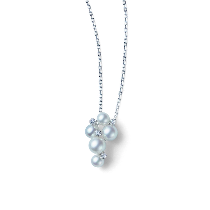 Mikimoto White Gold Akoya Pearl Bubble and Diamond Pendant