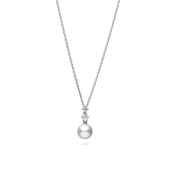Mikimoto Morning Dew Akoya Pearl and Diamond Drop Pendant