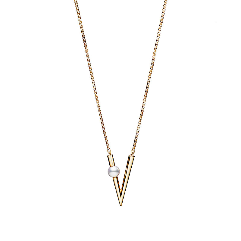 Mikimoto V Code Yellow Gold Akoya A+ Pearl Pendant