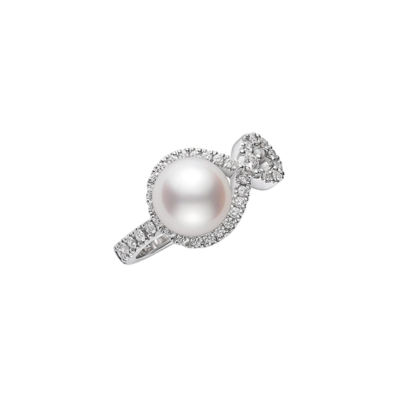Mikimoto Cherish White Gold Akoya Pearl and Diamond Ring
