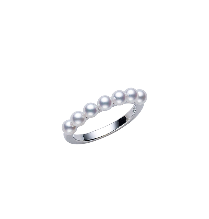 Mikimoto Cluster White Gold Akoya Pearl Ring