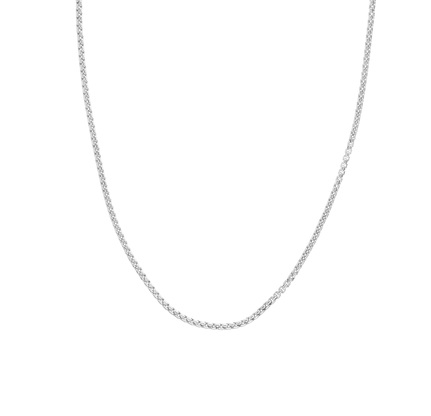 Sabel Collection White Gold Hollow Box Chain, 30