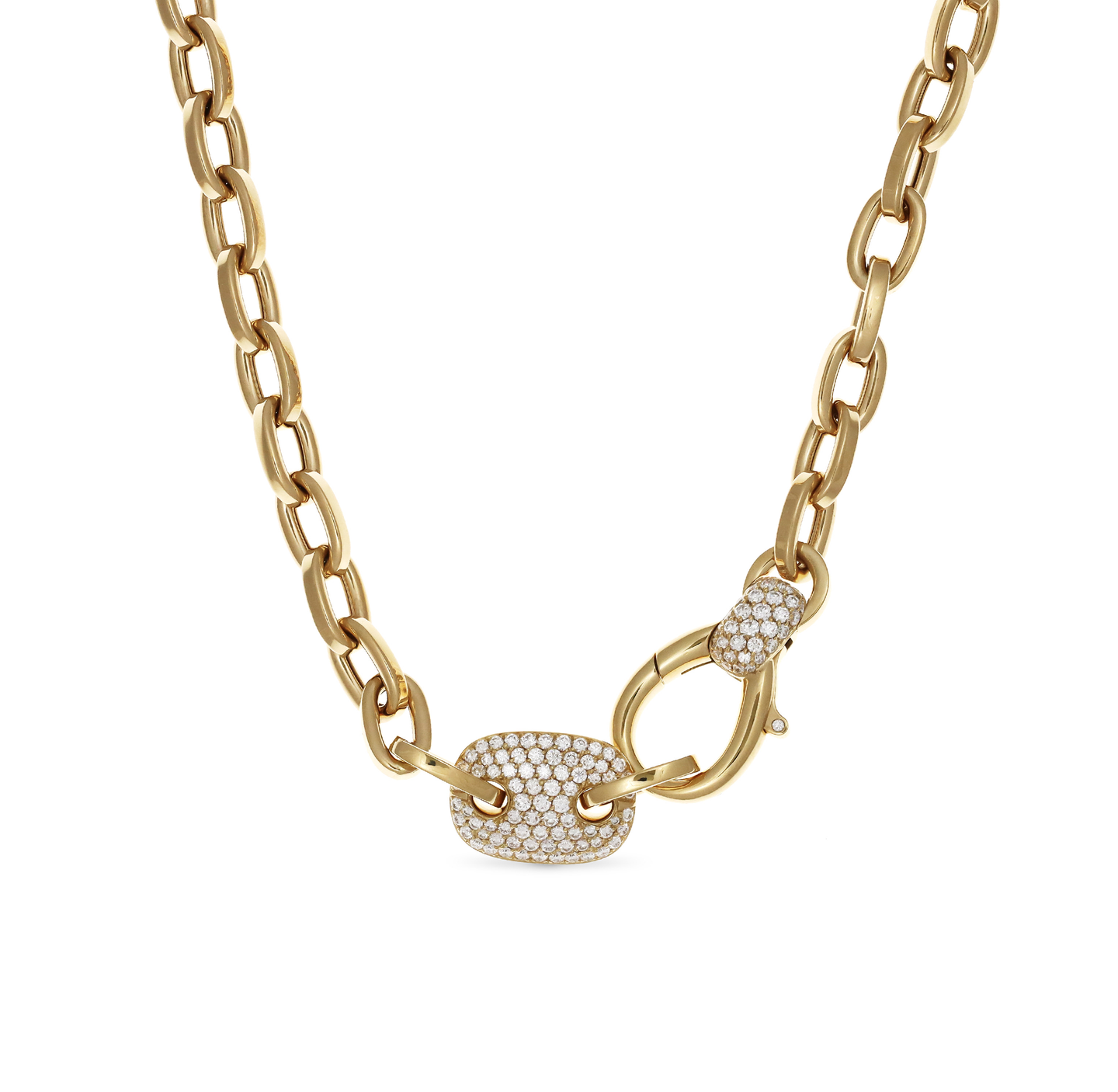 Sabel Collection Yellow Gold Link Necklace with Diamond Station