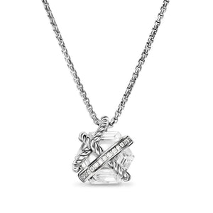 Cable Wrap Necklace in Sterling Silver with Crystal and Diamonds, 12.5mm