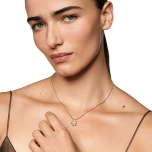 Cable Wrap Necklace in Sterling Silver with Crystal and Diamonds, 12.5mm