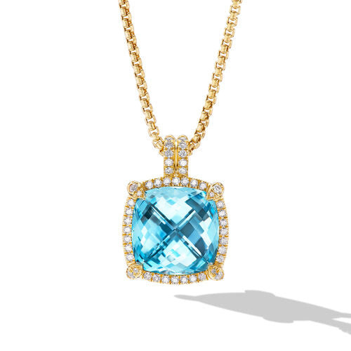 Chatelaine Pavé Bezel Pendant Necklace in 18K Yellow Gold