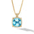 Chatelaine Pavé Bezel Pendant Necklace in 18K Yellow Gold with Blue Topaz and Diamonds, 14mm