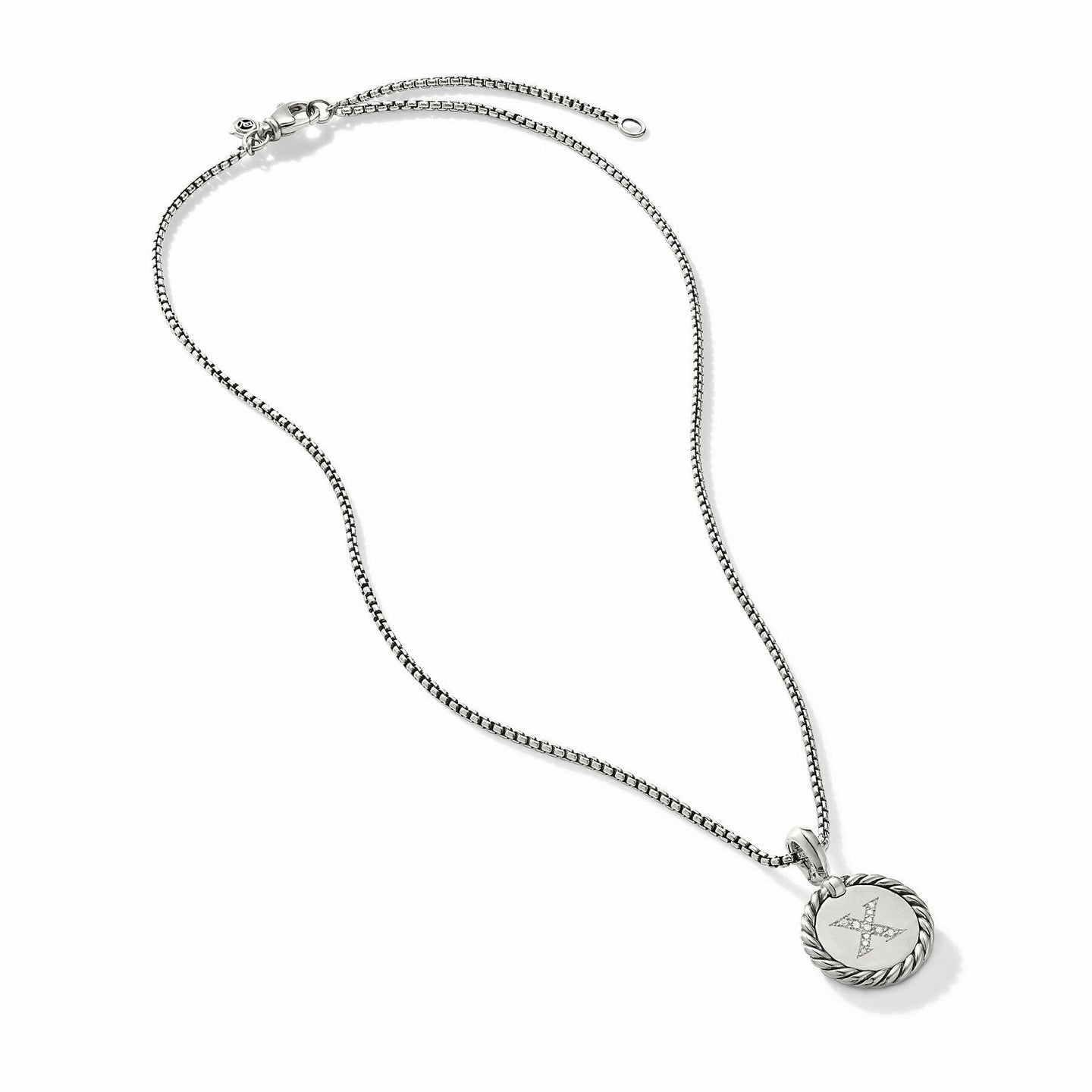 David Yurman Initial Charm Necklace in Sterling Silver with Diamond X in Sterling Silver (Image 2)