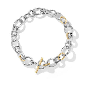 DY Mercer Necklace in Sterling Silver with 18K Yellow Gold and Pavé Diamonds
