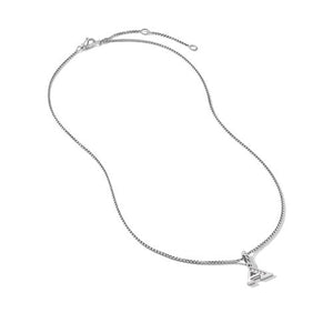 Pavé Initial Pendant Necklace in Sterling Silver with Diamonds