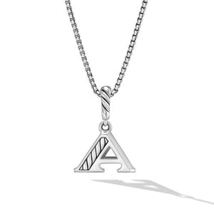 Pavé Initial Pendant Necklace in Sterling Silver with Diamonds