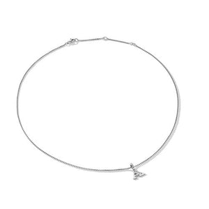 Pavé Initial Pendant Necklace in Sterling Silver with Diamonds