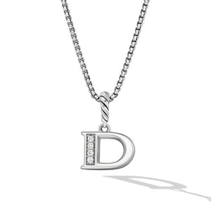 Pavé Initial Pendant Necklace in Sterling Silver with Diamonds