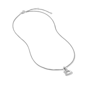 Pavé Initial Pendant Necklace in Sterling Silver with Diamonds