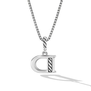 Pavé Initial Pendant Necklace in Sterling Silver with Diamonds
