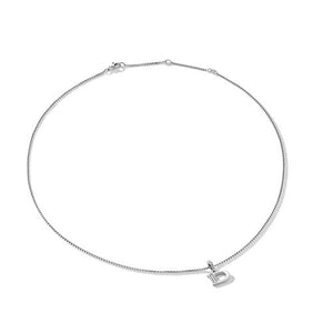 Pavé Initial Pendant Necklace in Sterling Silver with Diamonds
