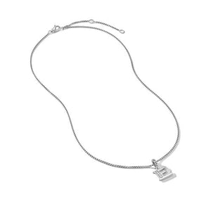 Pavé Initial Pendant Necklace in Sterling Silver with Diamonds
