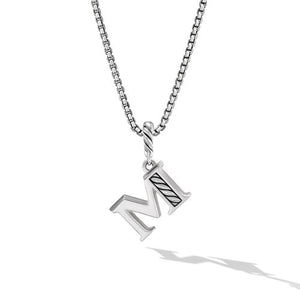 Pavé Initial Pendant Necklace in Sterling Silver with Diamonds