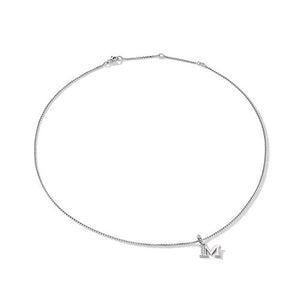 Pavé Initial Pendant Necklace in Sterling Silver with Diamonds