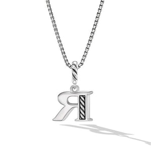 Pavé Initial Pendant Necklace in Sterling Silver with Diamonds