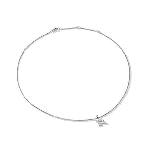 Pavé Initial Pendant Necklace in Sterling Silver with Diamonds
