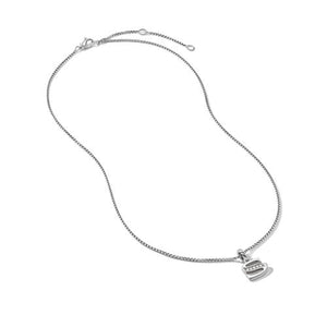 Pavé Initial Pendant Necklace in Sterling Silver with Diamonds
