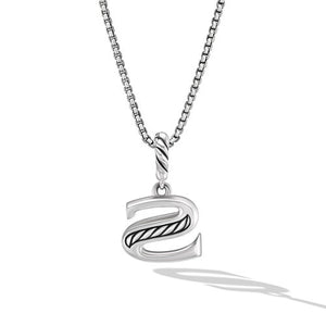 Pavé Initial Pendant Necklace in Sterling Silver with Diamonds