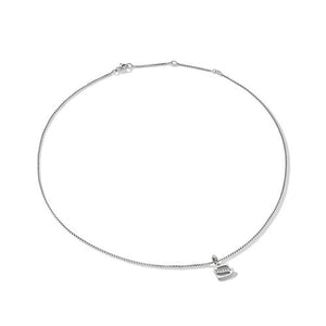 Pavé Initial Pendant Necklace in Sterling Silver with Diamonds