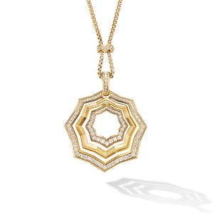 Stax Zig Zag Pendant Necklace in 18K Yellow Gold with Diamonds, 18"