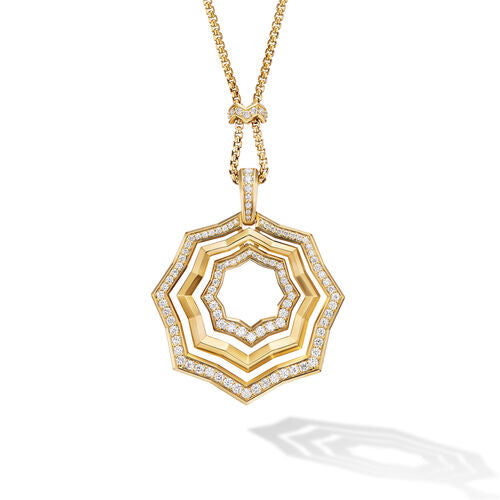 Stax Zig Zag Pendant Necklace in 18K Yellow Gold with Diamonds, 18