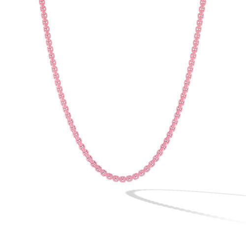 DY Bel Aire Box Chain Necklace in Blush with 14K Yellow Gold Accent