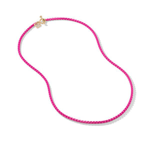 DY Bel Aire Box Chain Necklace in Hot Pink with 14K Rose Gold Accent