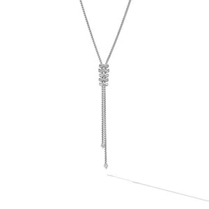 Zig Zag Stax Y Necklace in Sterling Silver with Diamonds