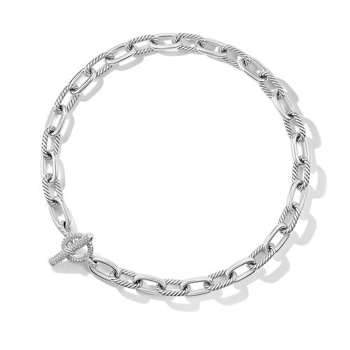 DY Madison Toggle Chain Necklace in Sterling Silver with Diamonds, 11mm