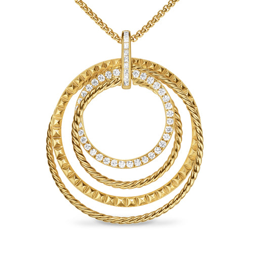 Crossover Trio Pendant Necklace in 18K Yellow Gold with Diamonds, 39.5mm
