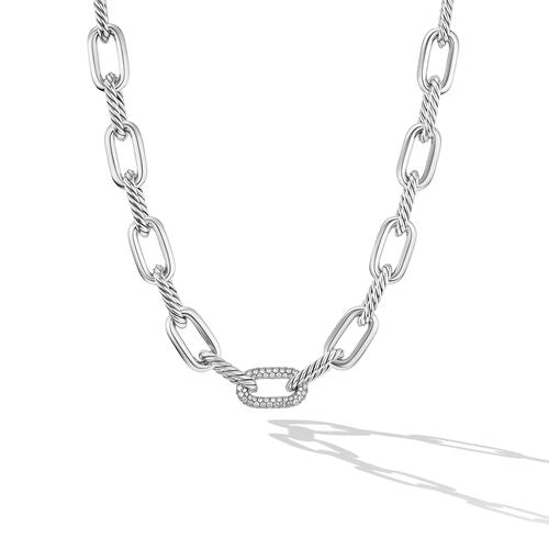 DY Madison Chain Necklace in Sterling Silver with Diamonds, 18
