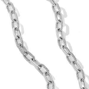 DY Madison Chain Necklace in Sterling Silver with Diamonds, 18"