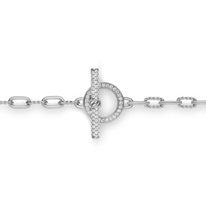 DY Madison Pavé Diamond Toggle Chain Necklace in Sterling Silver, 17"