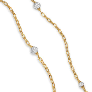 DY Madison Pavé Bead Station Necklace in 18K Yellow Gold with Diamonds, 3mm