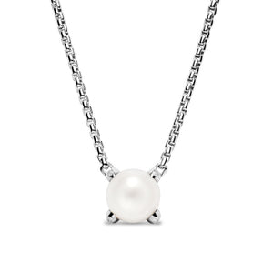 Pearl Classics Necklace in Sterling Silver with Diamonds, 6.5mm