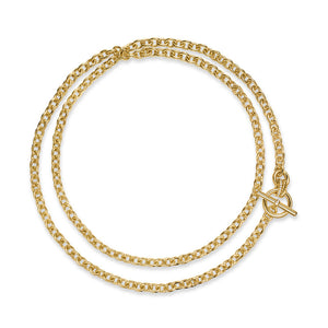 DY Mercer Double Row Toggle Chain Necklace in 18K Yellow Gold with Diamonds, 8mm