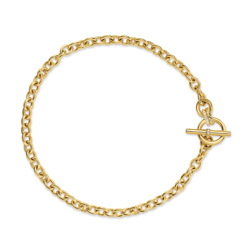 DY Mercer Toggle Chain Necklace in 18K Yellow Gold with Diamonds, 8mm