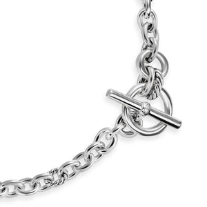 DY Mercer Toggle Chain Necklace in Sterling Silver with Diamonds, 8mm
