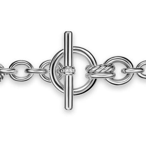 DY Mercer Toggle Chain Necklace in Sterling Silver with Diamonds, 8mm