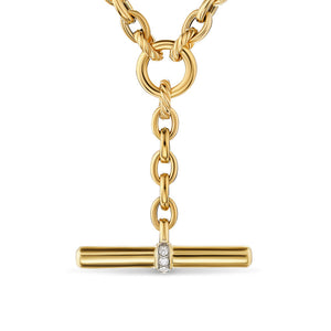 DY Mercer Petite Toggle Chain Necklace in 18K Yellow Gold with Diamonds, 4.5mm